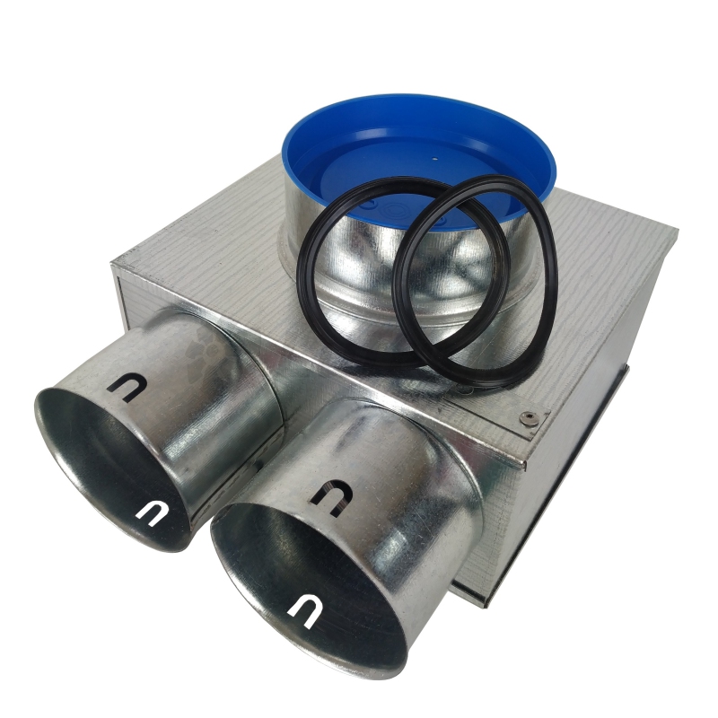 Rozvody vzduchu - Stropný box nízky KLO-2x90/125 s antibakteriálnou hlukovou izoláciou