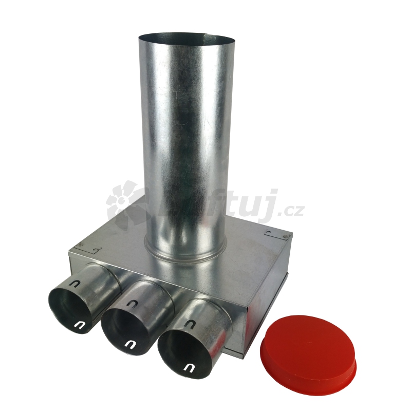 Rozvody vzduchu - Stropný/stenový box pre ventil DN125 mm 3x75 mm - 125